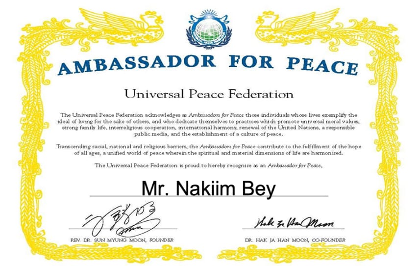 Mr. Nakiim Bey Appointed As A Peace Ambassador
